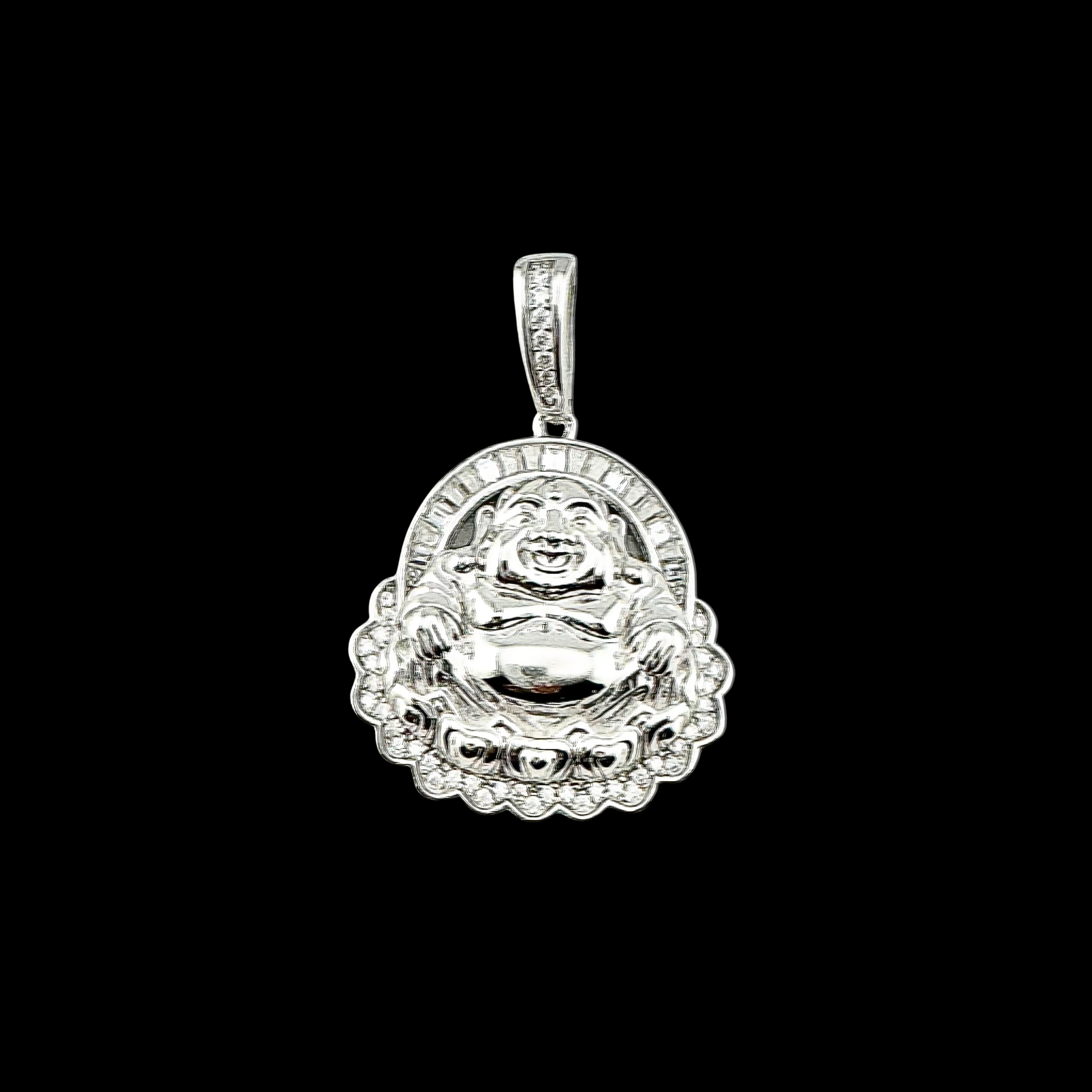 Moissanite in 925 Sterling Silver Buddha Pendant