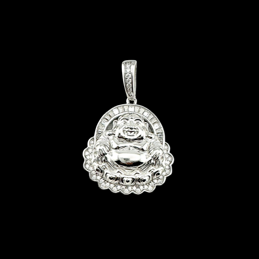 Moissanite in 925 Sterling Silver Buddha Pendant