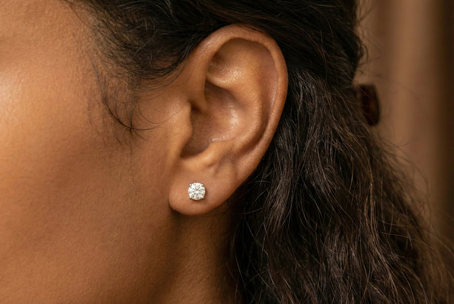 4MM (0.6Ct) Brilliant Cut Moissanite Stud Earrings