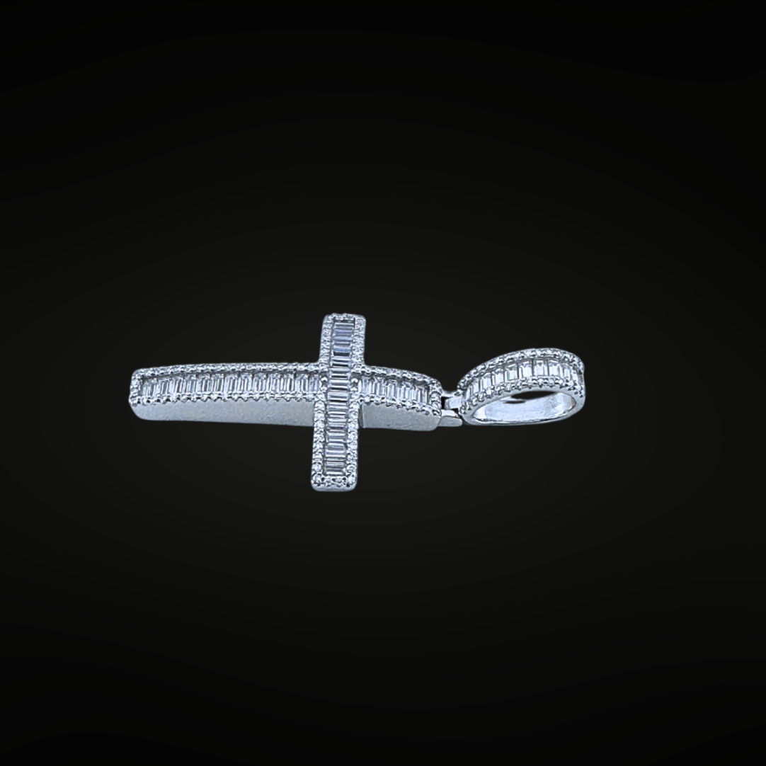 Moissanite Baguette Cross Pendant