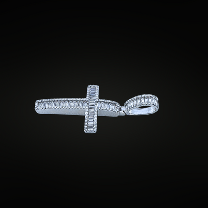 Moissanite Baguette Cross Pendant