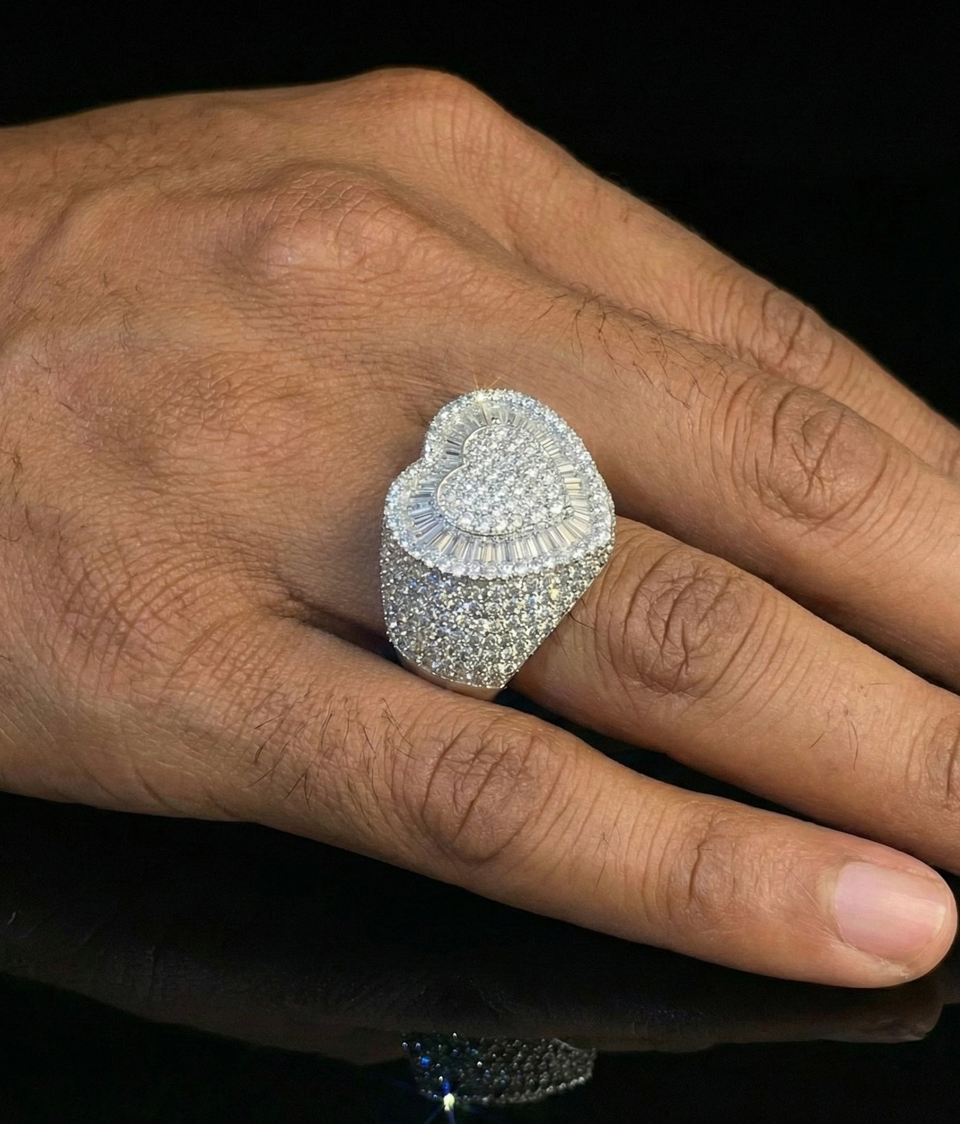 Moissanite Large Baguette Heart Ring