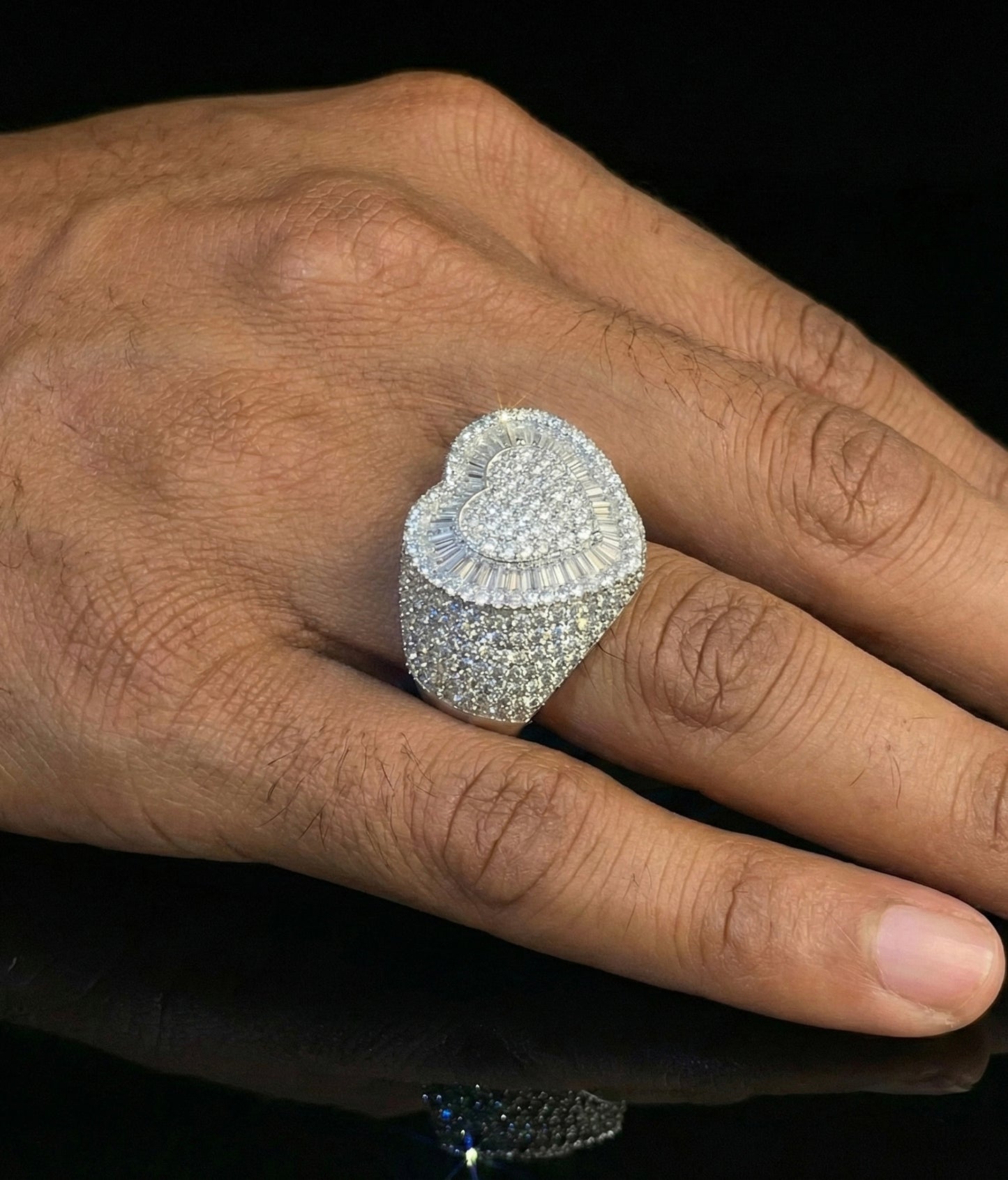 Moissanite Large Baguette Heart Ring
