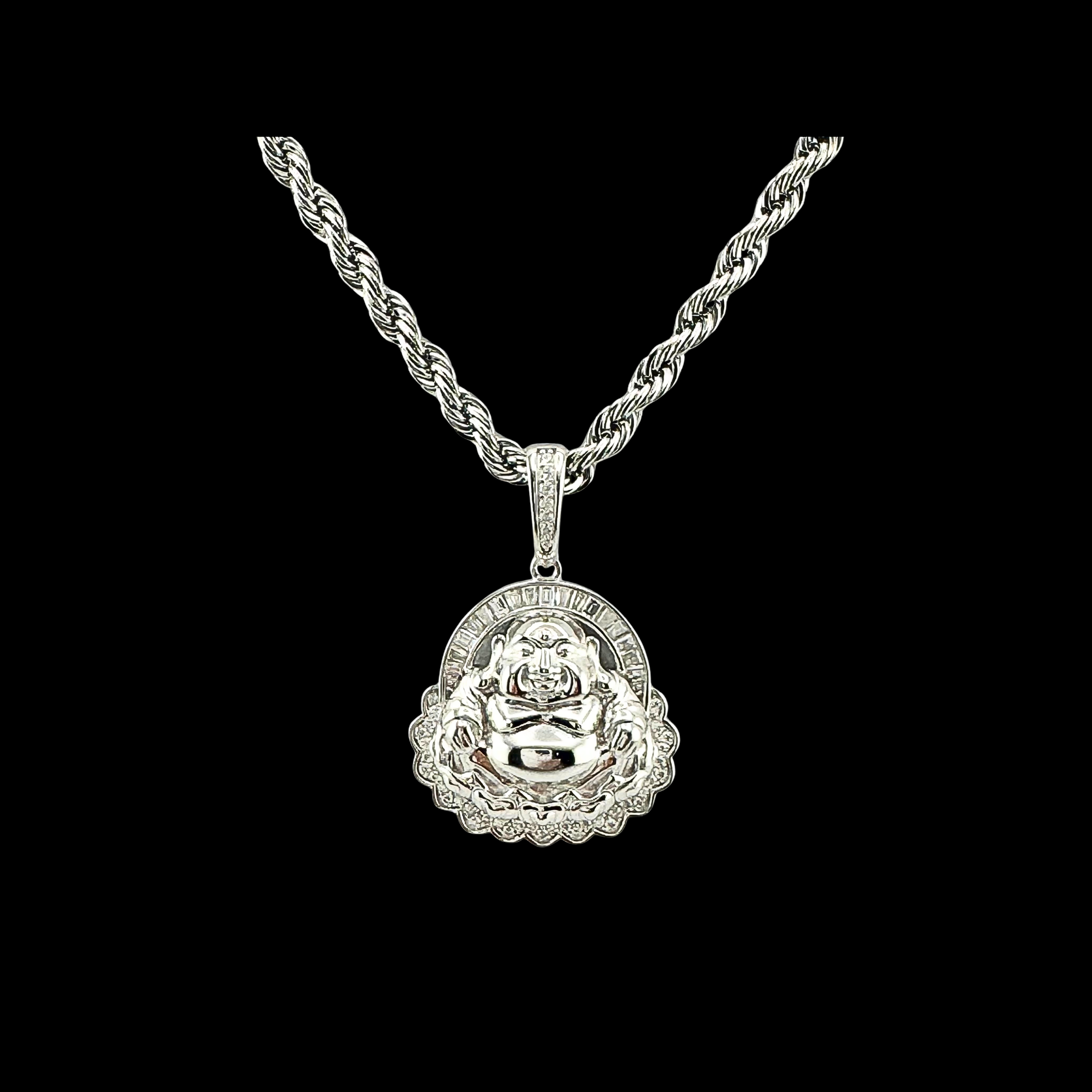 Moissanite in 925 Sterling Silver Buddha Pendant