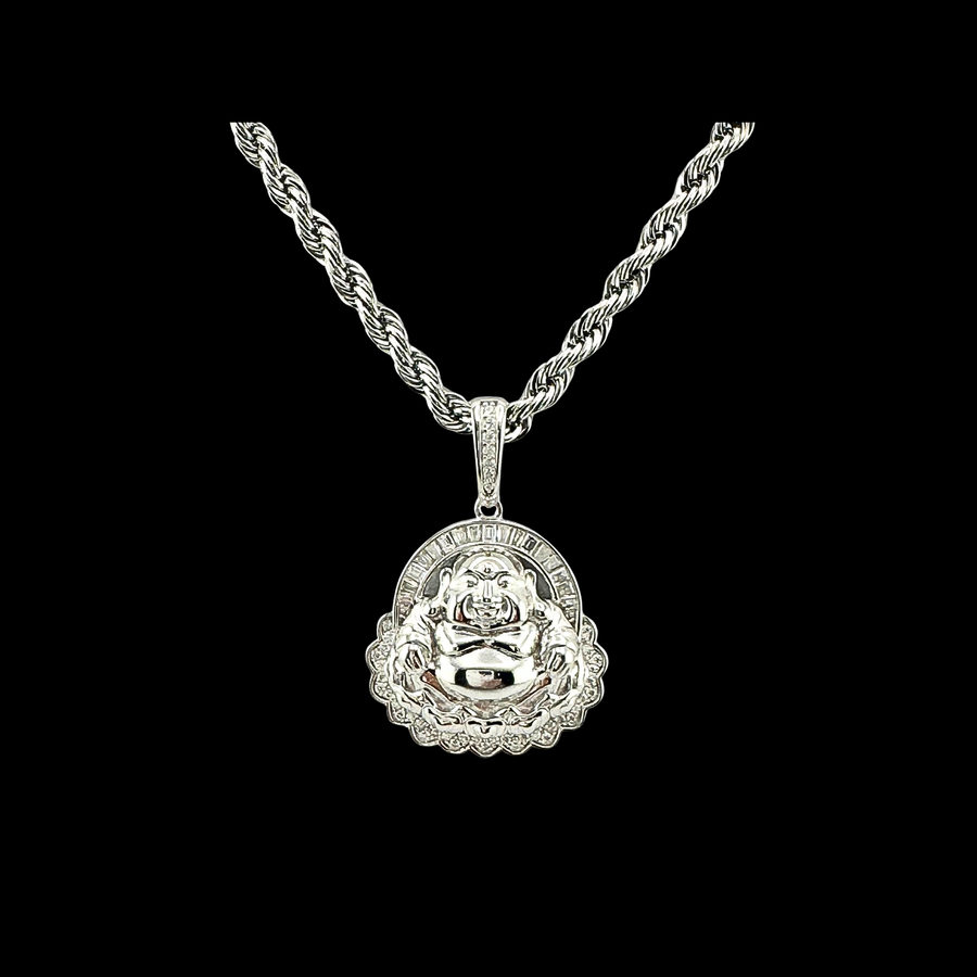Moissanite in 925 Sterling Silver Buddha Pendant