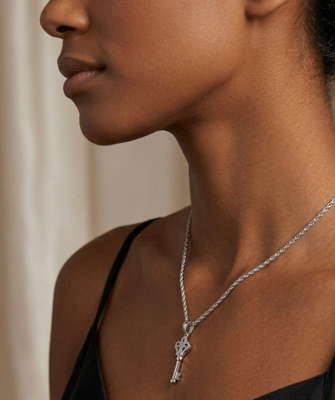 Butterfly Wings Key Moissanite Pendant