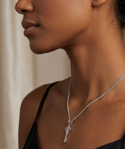 Butterfly Wings Key Moissanite Pendant