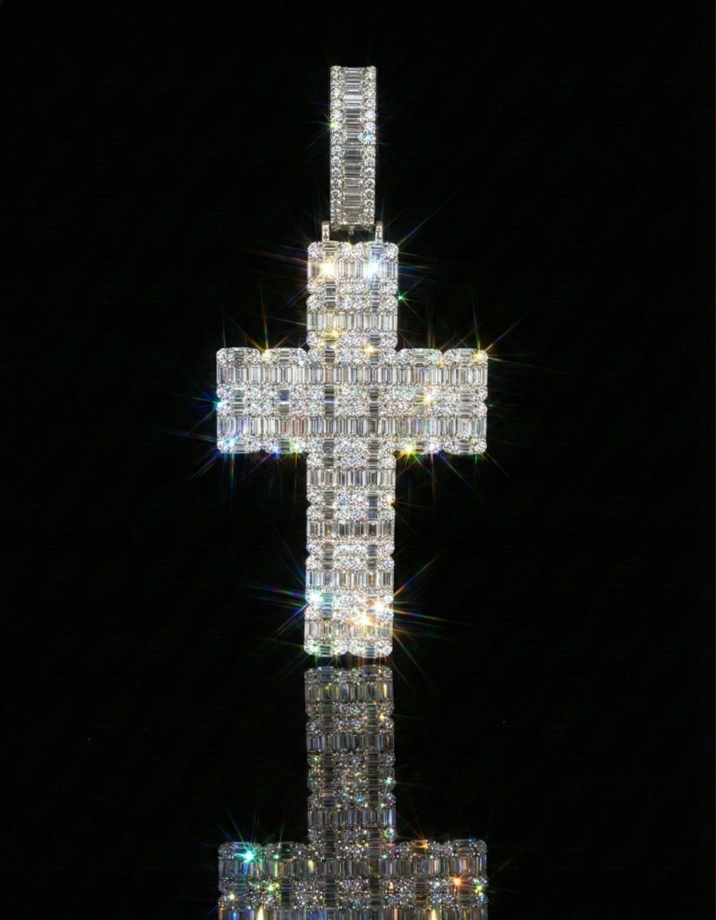 Baguette Cross Moissanite Pendant