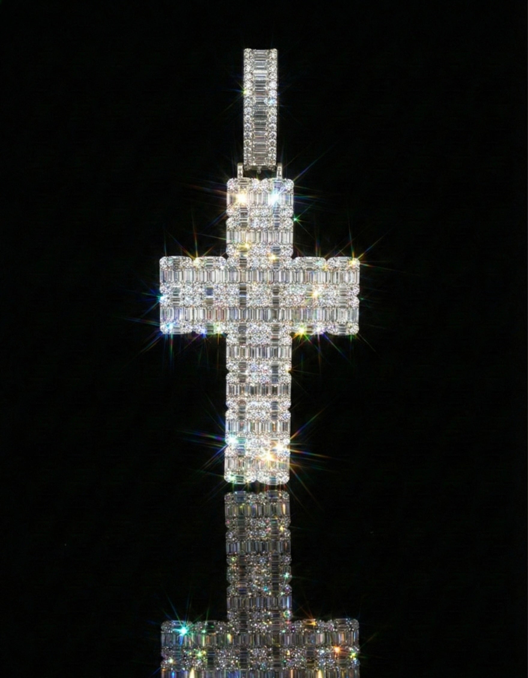 Baguette Cross Moissanite Pendant