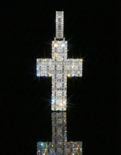 Baguette Cross Moissanite Pendant