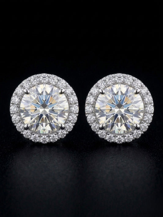 2.5 CT 7MM round Moissanite earrings