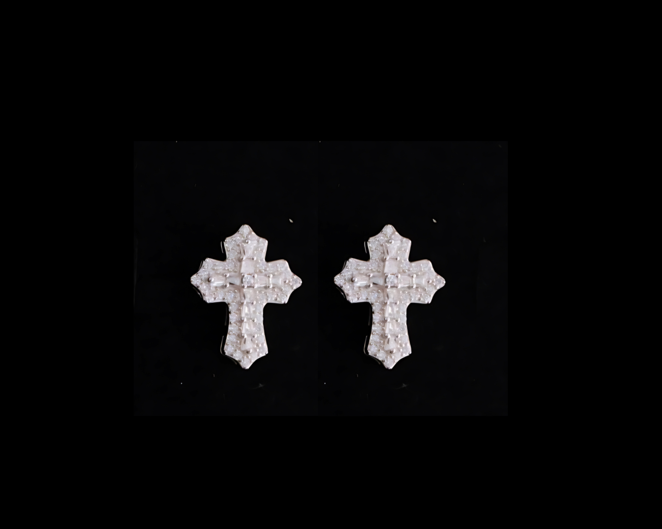 925 Sterling Silver and Moissanite Cross Stud Earrings