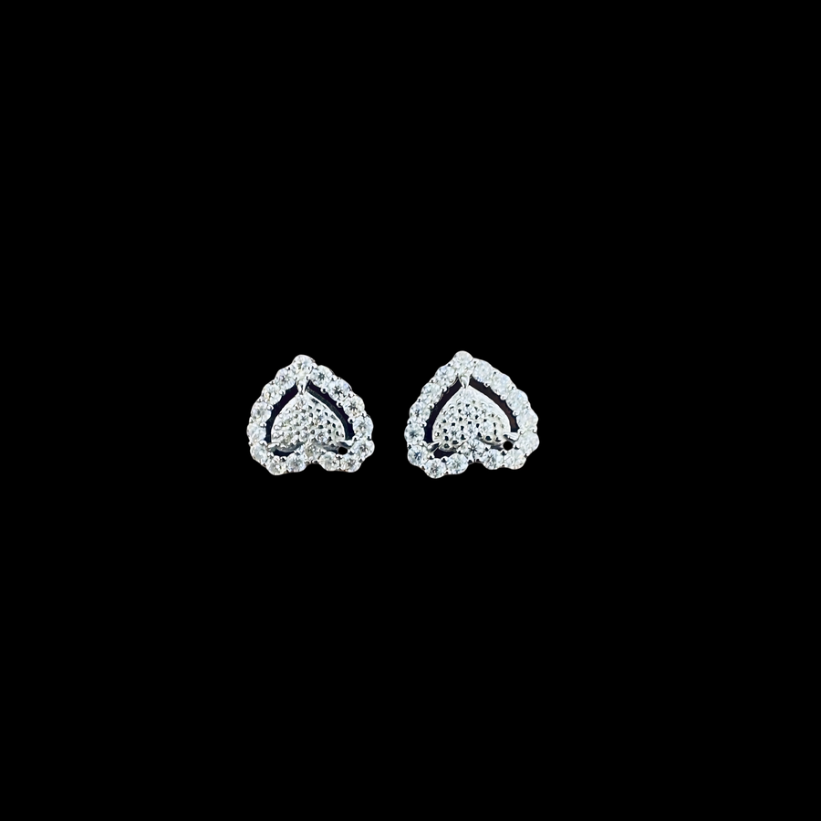 925 Sterling Silver and Moissanite Heart Stud Earrings