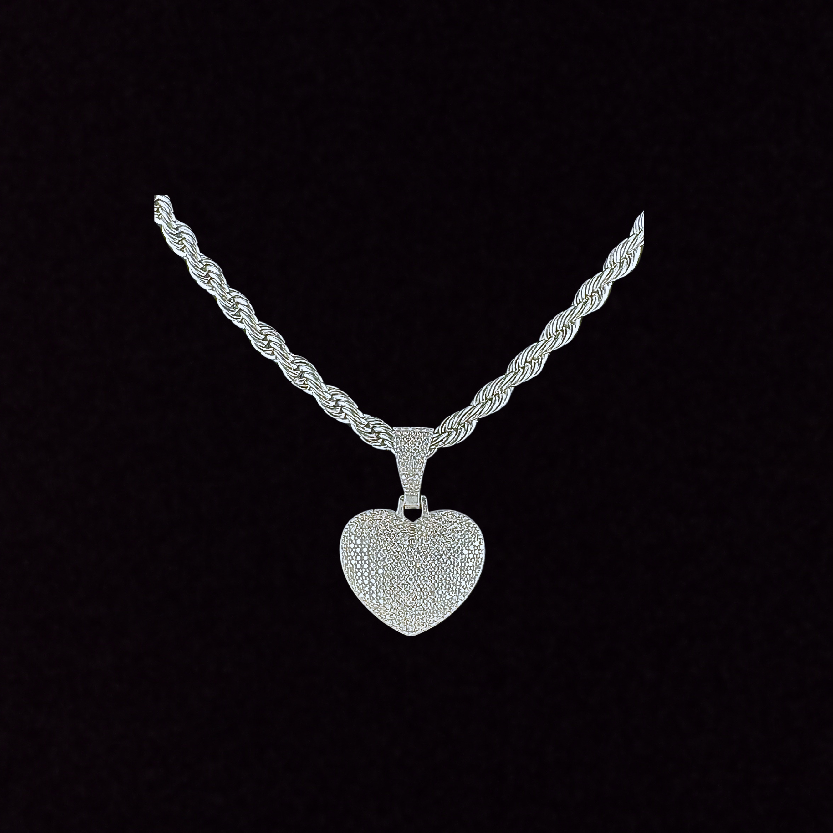 Moissanite in 925 Sterling Silver Heart Pendant