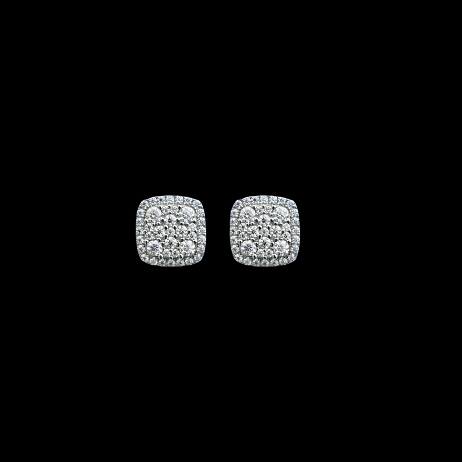 Moissanite and 925 Sterling Silver Square Stud Earrings