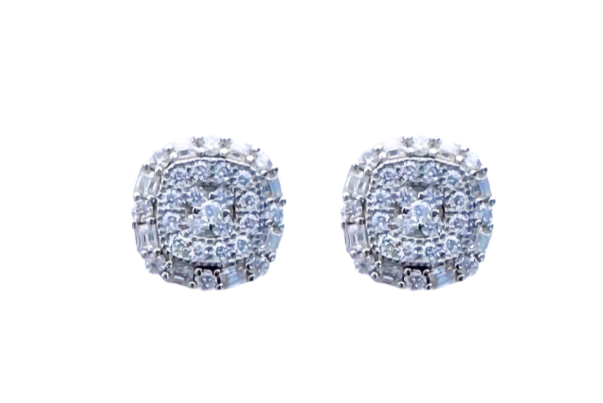 925 Sterling Silver and Moissanite Square Stud Earrings