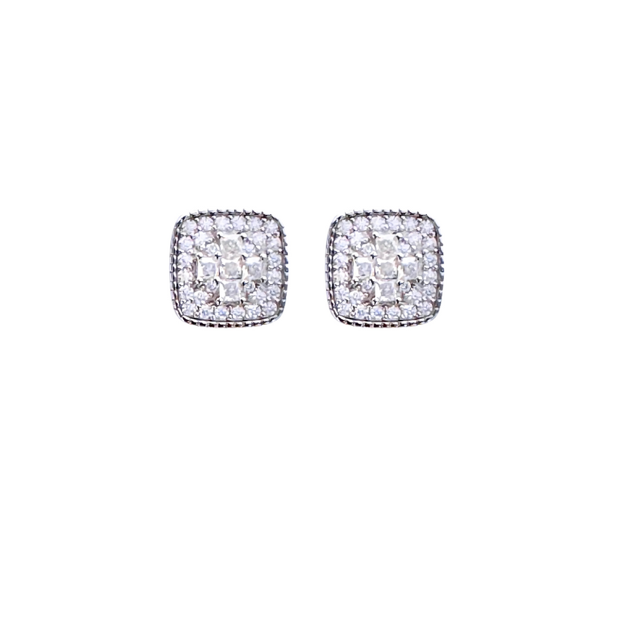 Moissanite and 925 Sterling Silver Square Earrings