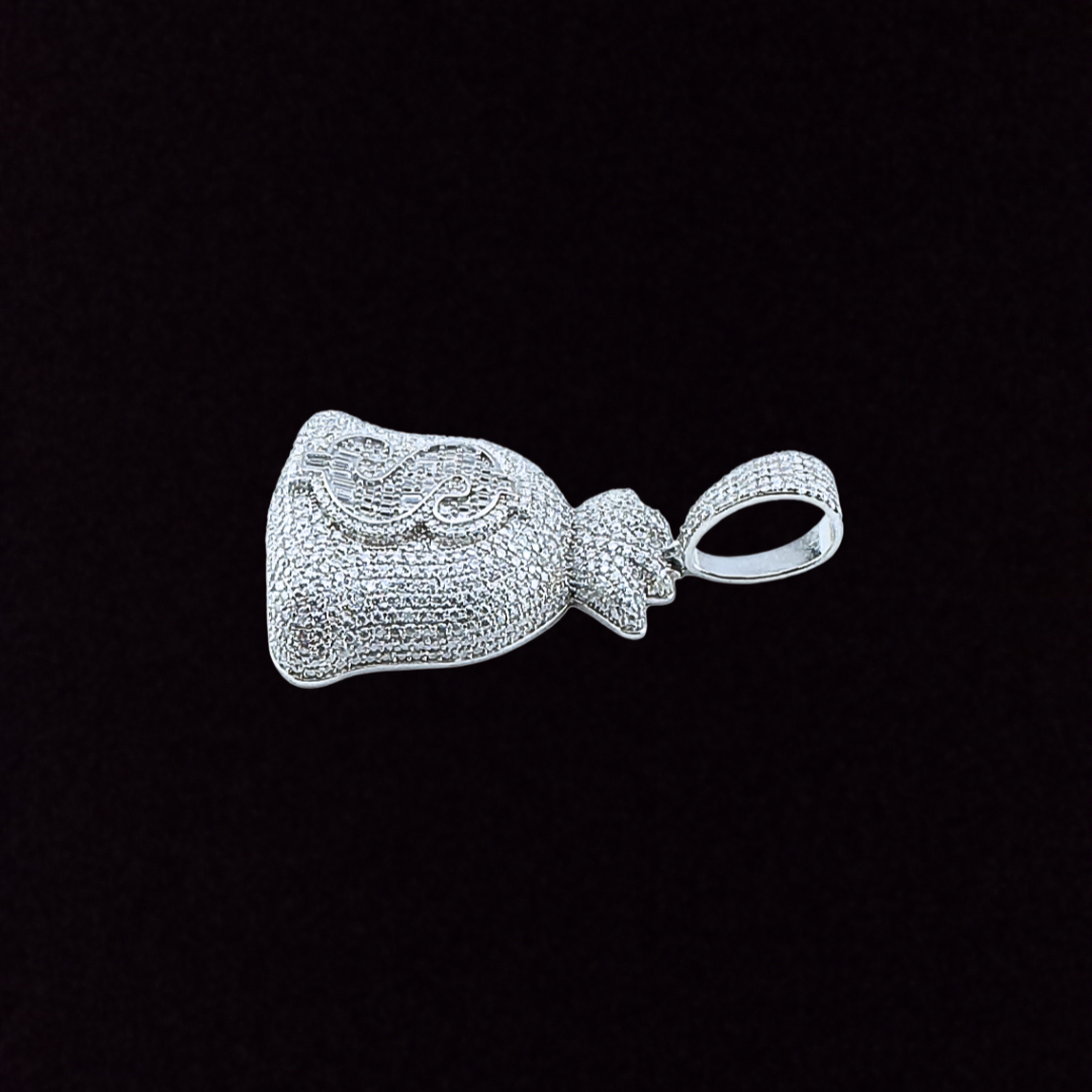 Moissanite in 925 Sterling Silver Money Bag Pendant