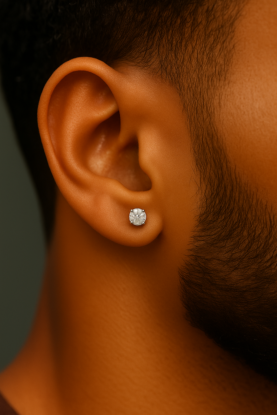 Moissanite in 18K White Gold Over Sterling Silver 5MM Solitaire Stud Earrings