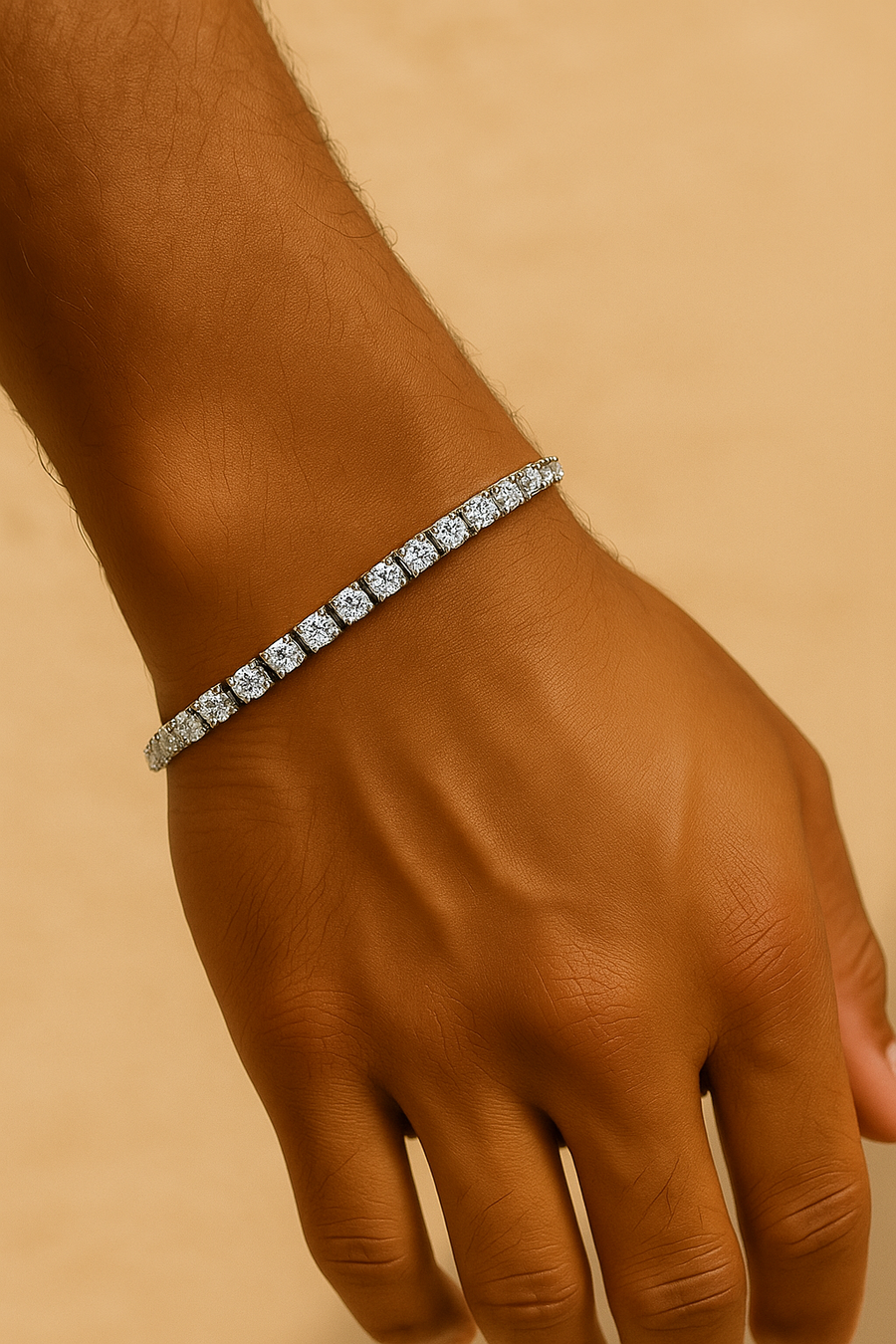 Moissanite in 18K White Gold Over Sterling Silver 5MM Tennis Bracelet