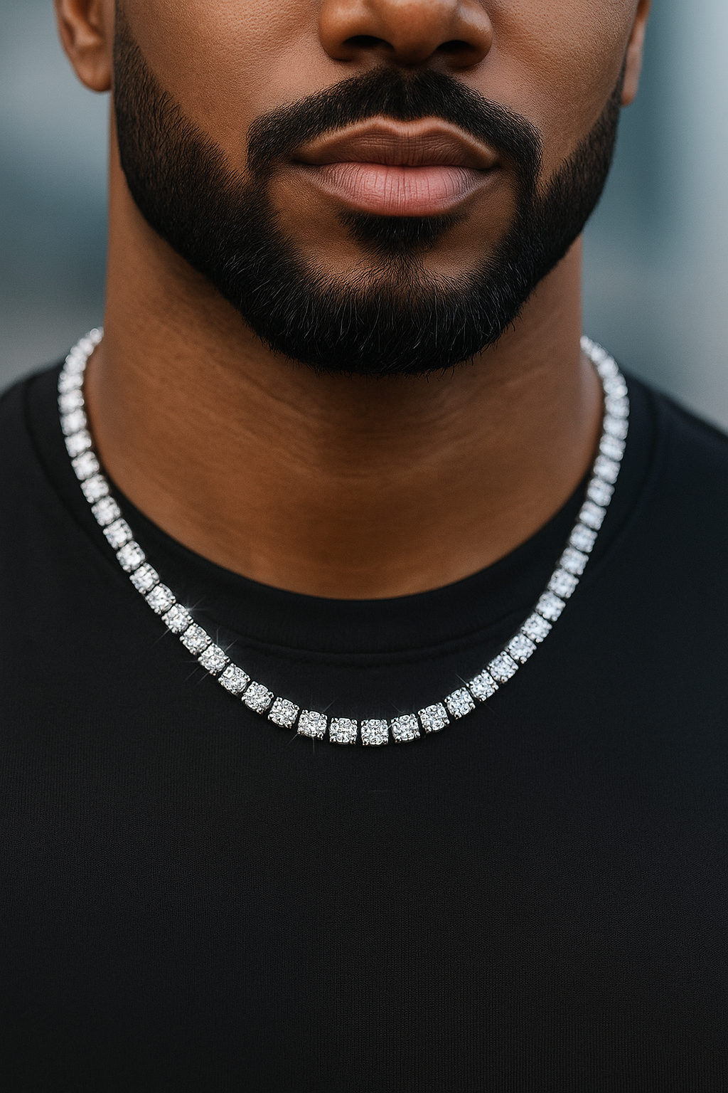 Moissanite in 18K White Gold Over Sterling Silver 5MM Tennis Chain Necklace