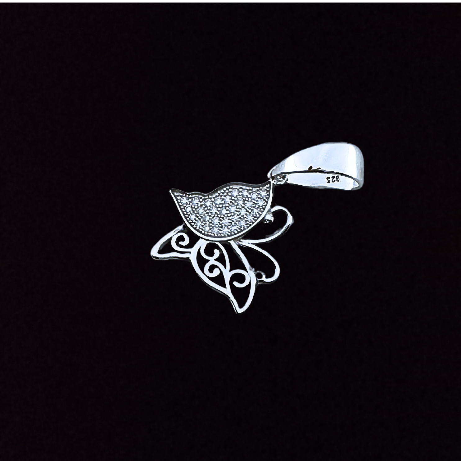 Moissanite in 925 Sterling Silver Butterfly Pendant