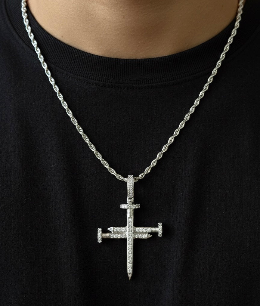 Moissanite Nail Cross Pendant