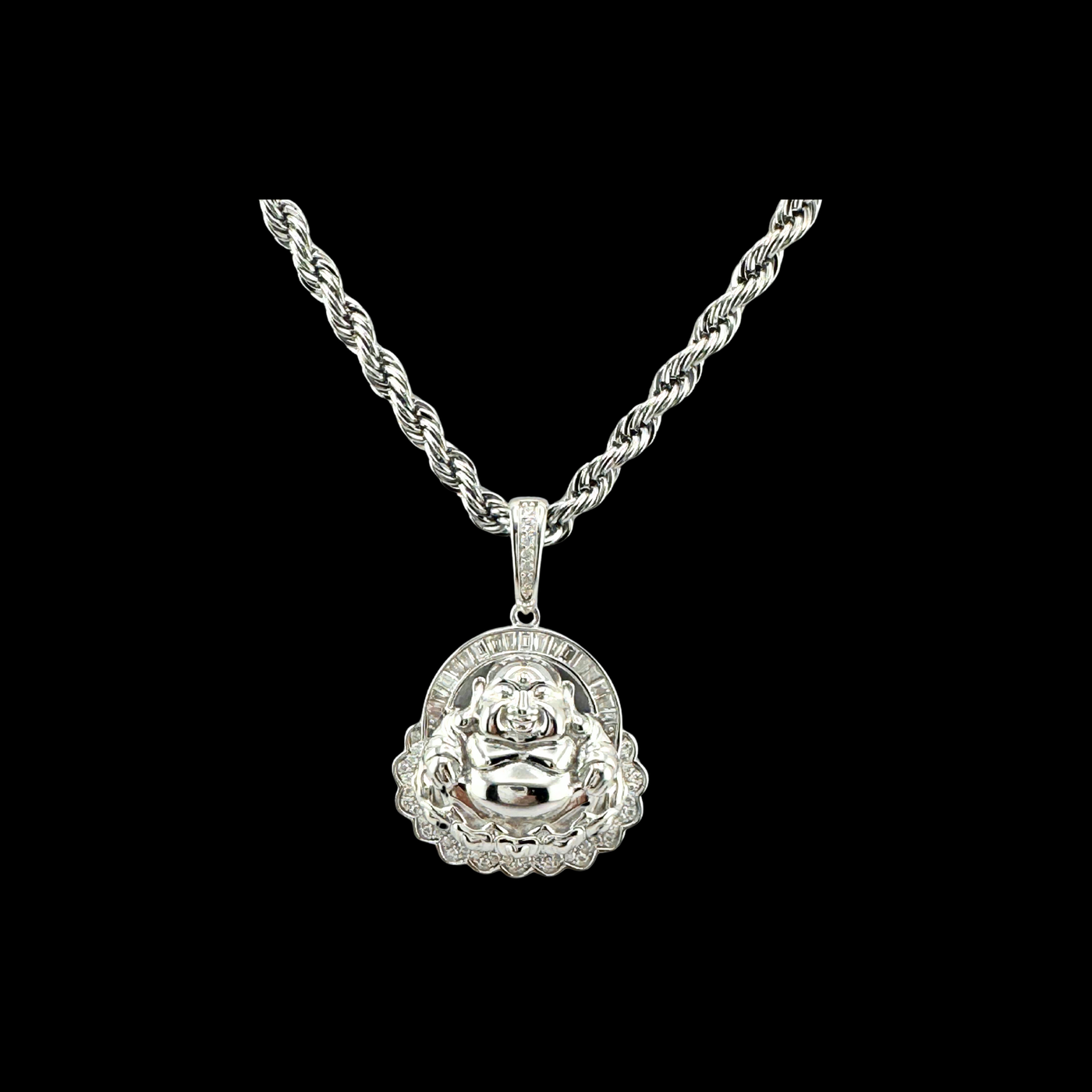 Moissanite in 925 Sterling Silver Buddha Pendant