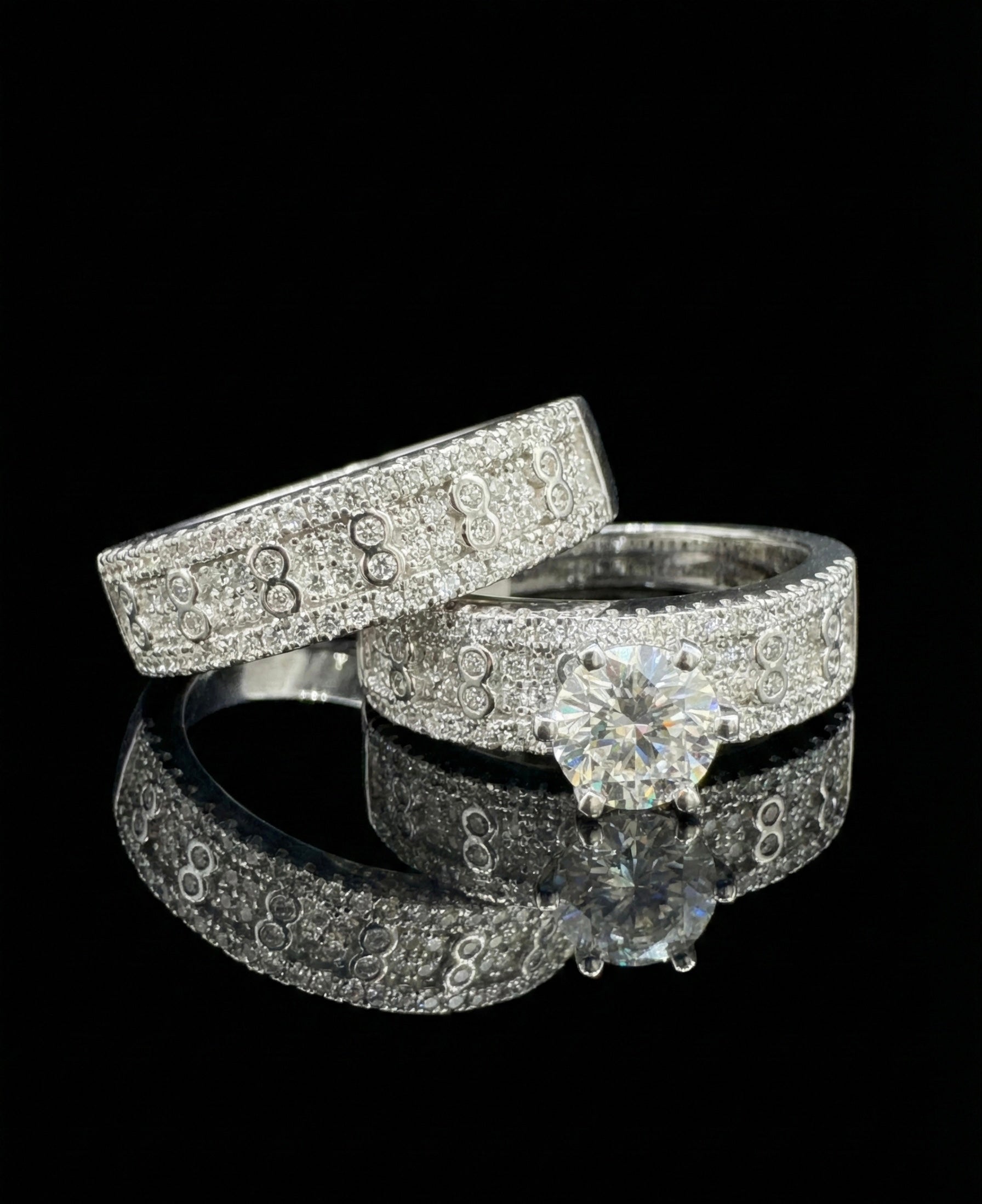 1Ct Moissanite Wedding/Promise Ring Set