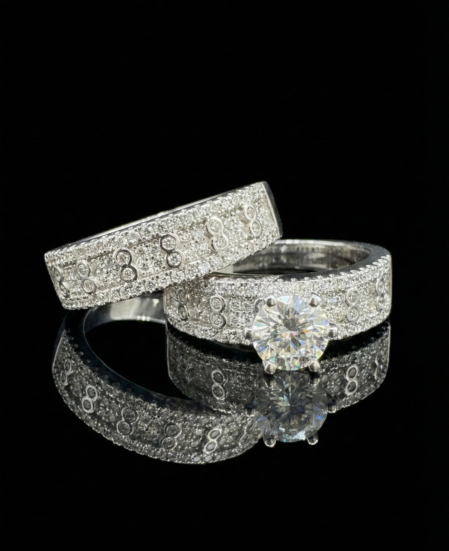 1Ct Moissanite Wedding/Promise Ring Set