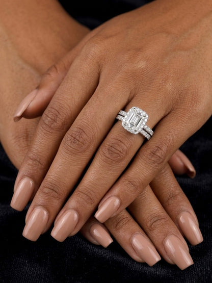 Emerald Cut Moissanite Wedding Ring Set