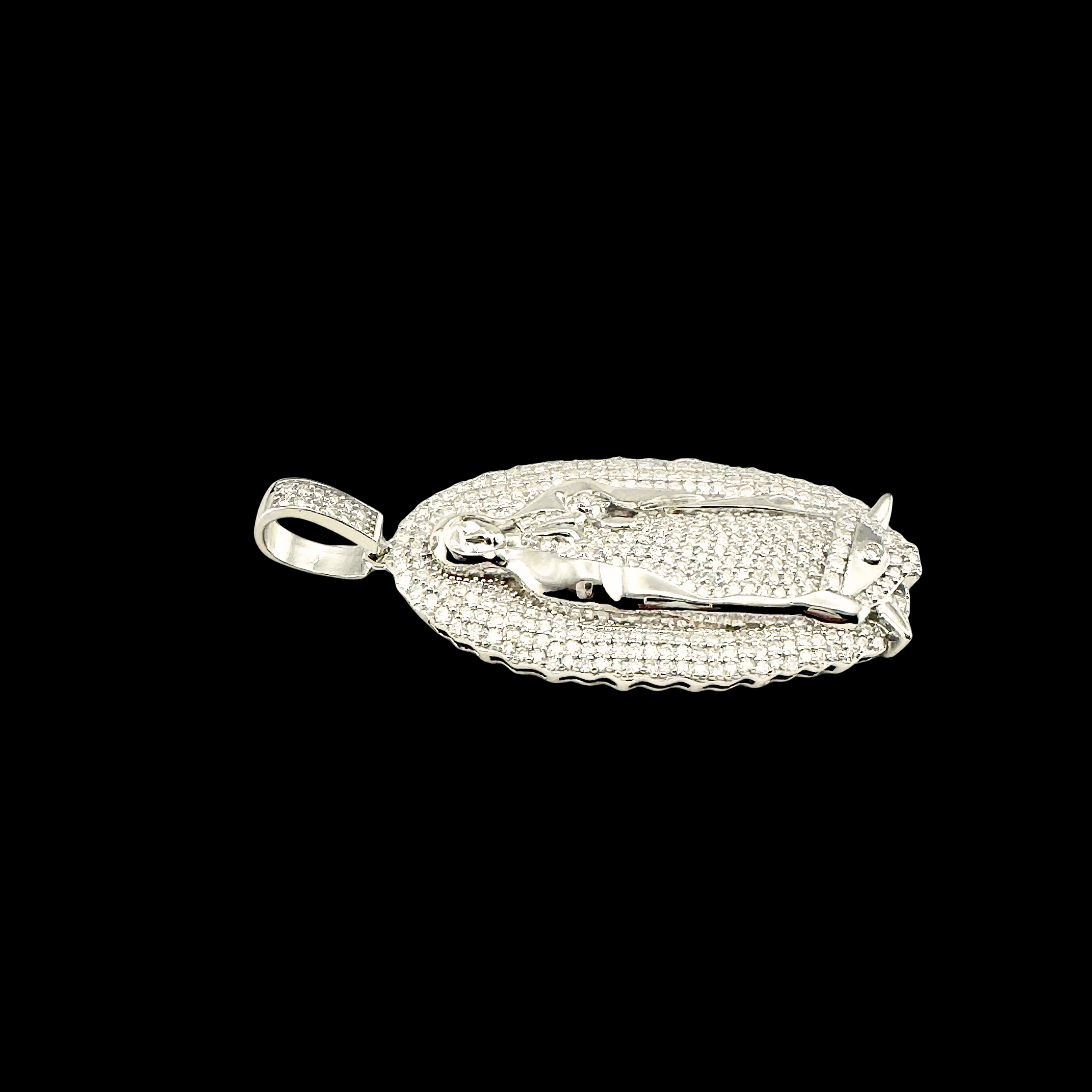 Moissanite in 925 Sterling Silver Virgin Mary Our Lady of Guadalupe Pendant
