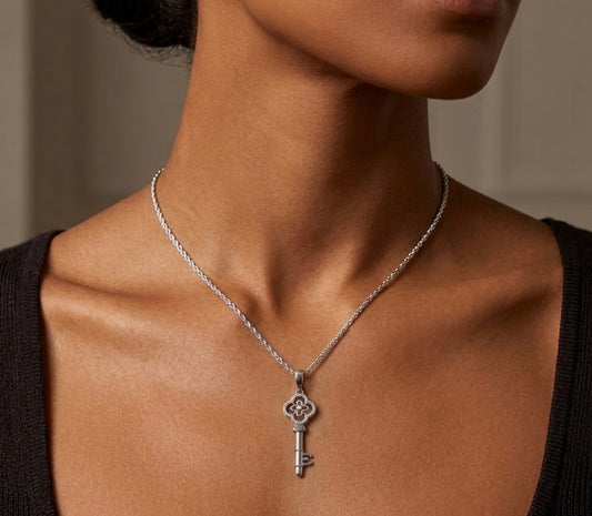 Clover Key Moissanite Pendant