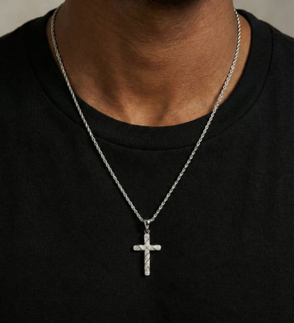 Iced Twisted Moissanite Cross Pendant