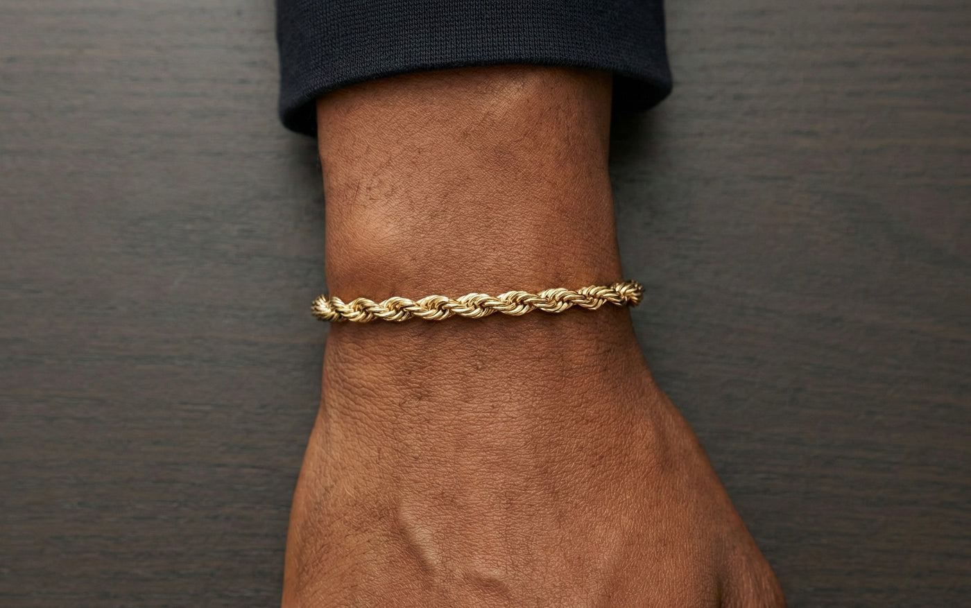 5mm Rope Bracelet in 18K Yellow Gold
