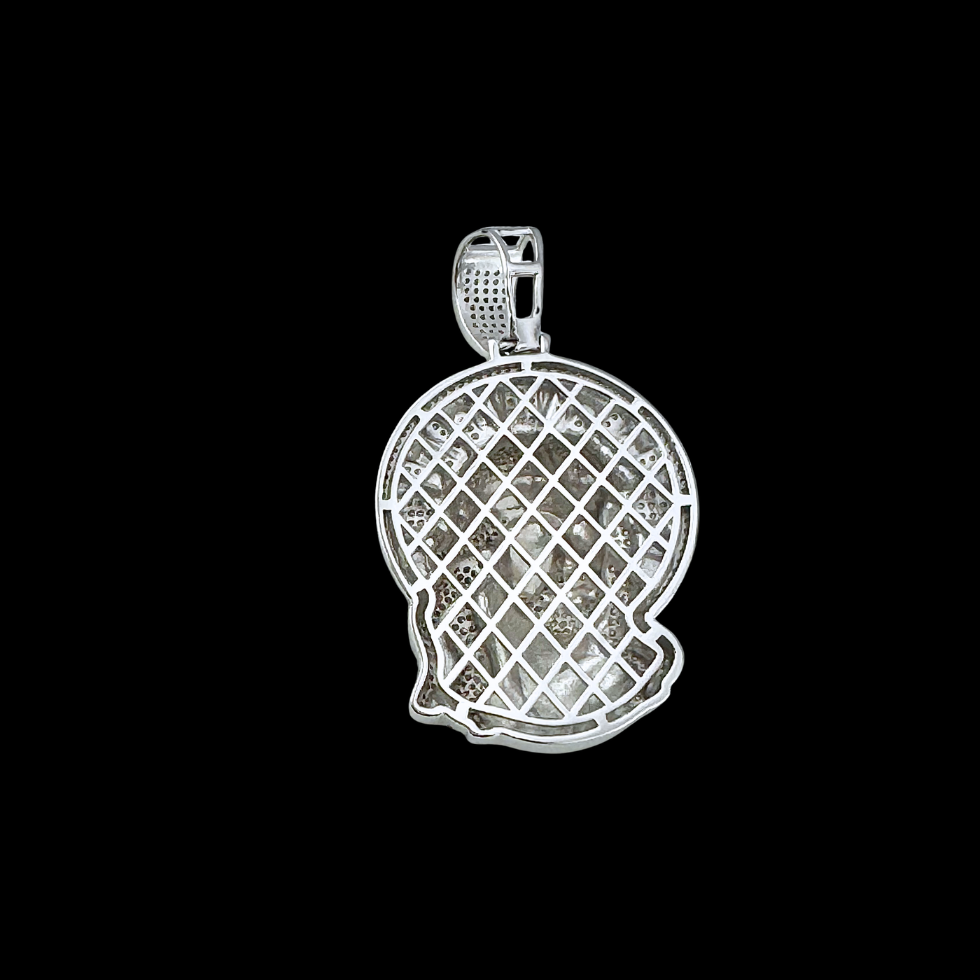 Moissanite in 18K White Gold Over Sterling Silver Jesus Head Pendant