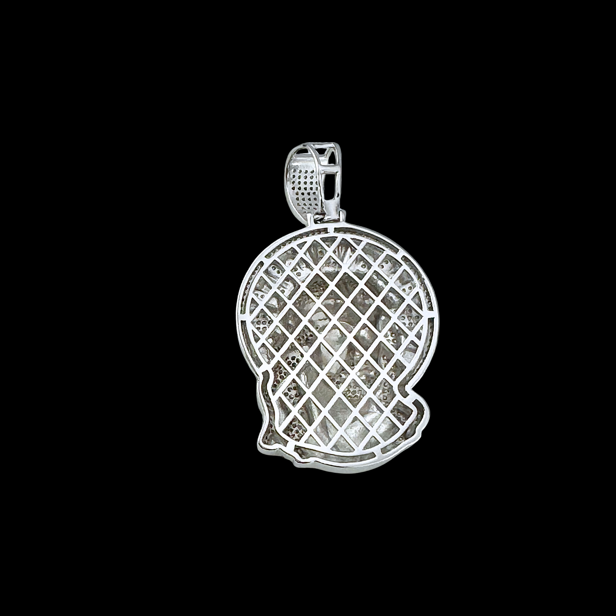 Moissanite in 18K White Gold Over Sterling Silver Jesus Head Pendant