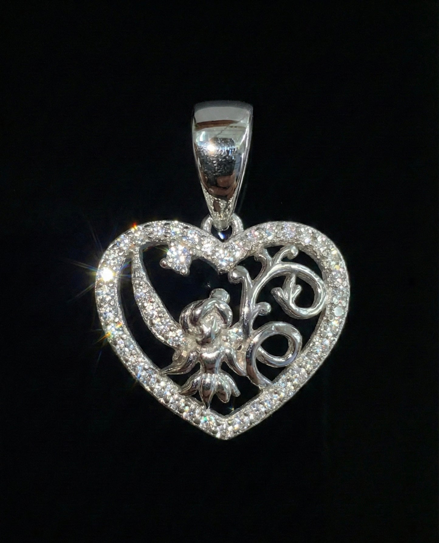 Iced Angel Heart “LOVE” Moissanite Pendant