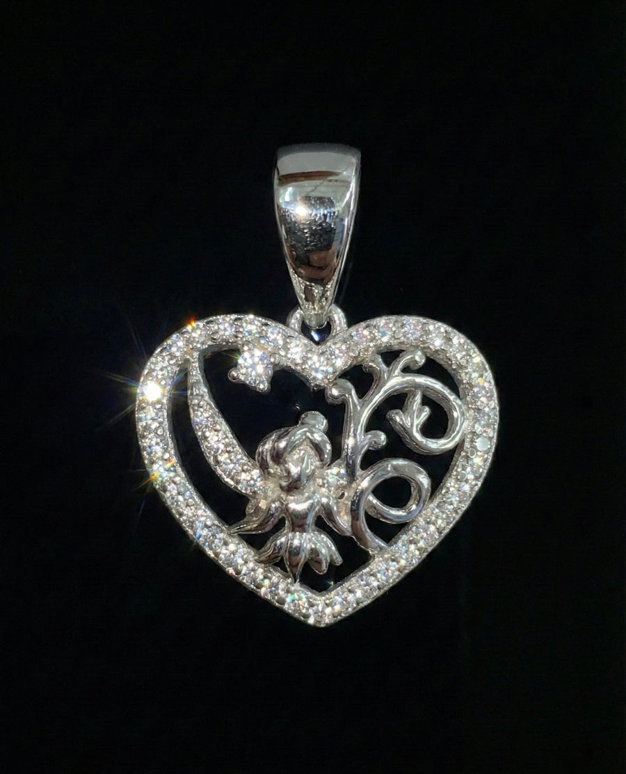 Iced Angel Heart “LOVE” Moissanite Pendant