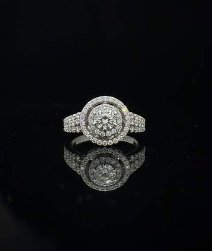 1ct Moissanite Round Halo Wedding/Promise Ring