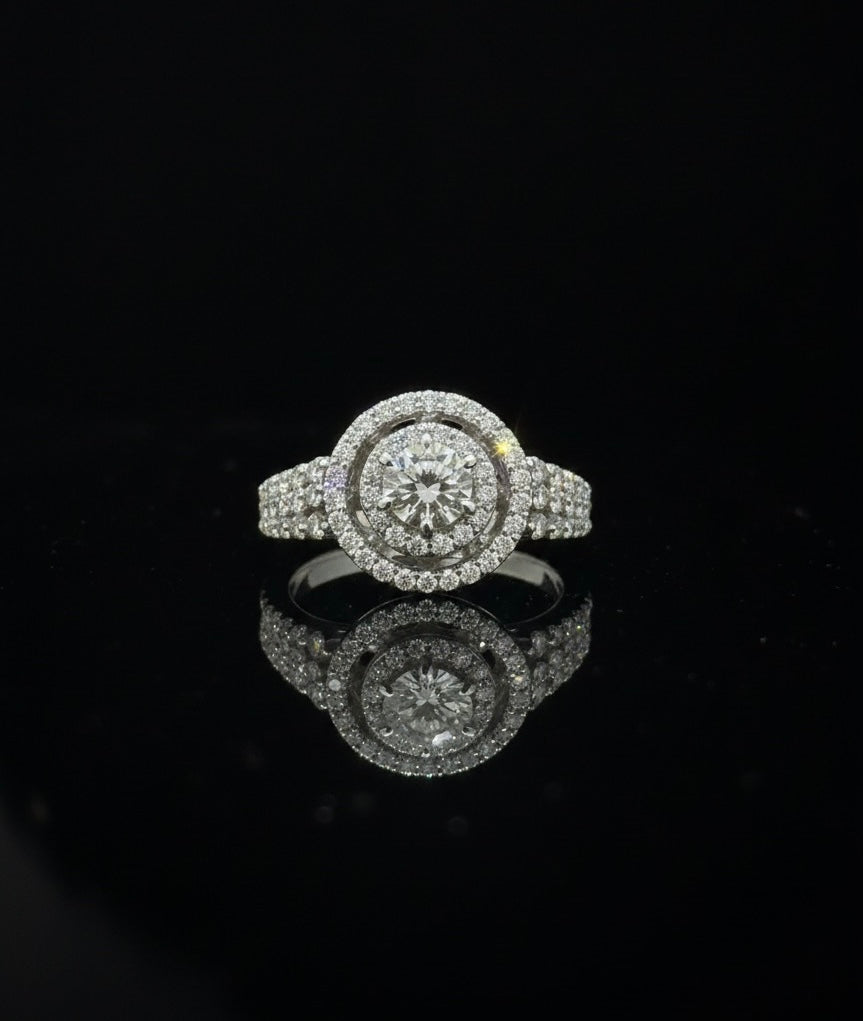 1ct Moissanite Round Halo Wedding/Promise Ring