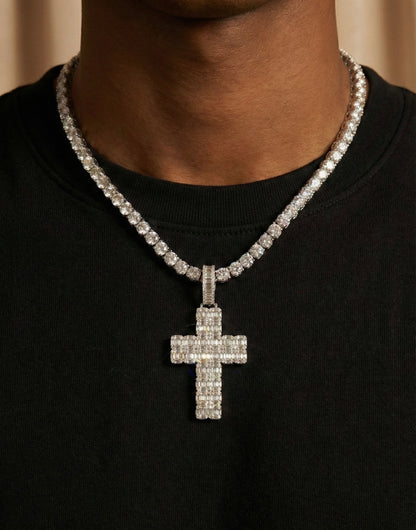 Baguette Cross Moissanite Pendant
