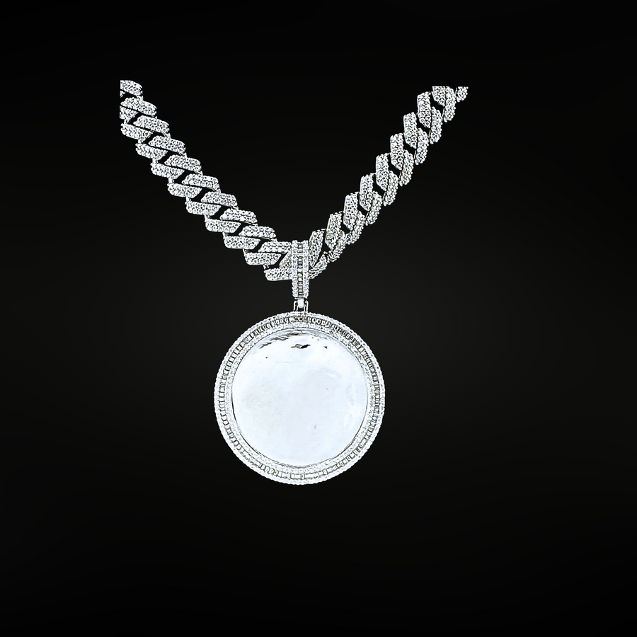 Moissanite in 925 Sterling Silver Round Memorial Pendant