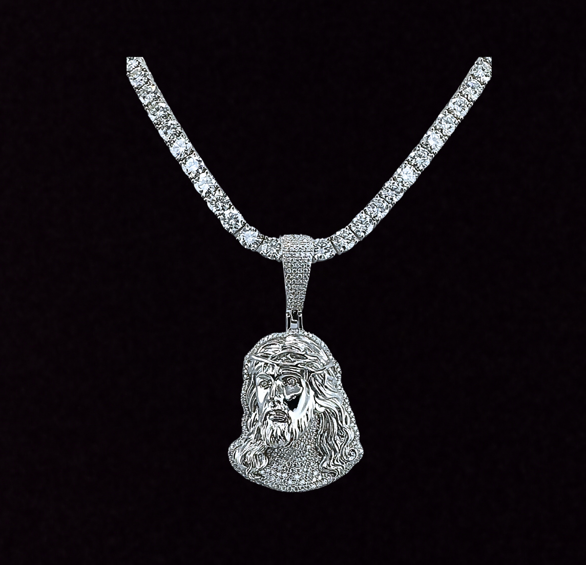 Moissanite Jesus Head Pendant