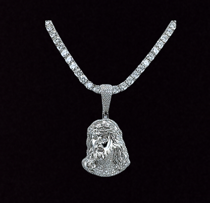 Moissanite Jesus Head Pendant