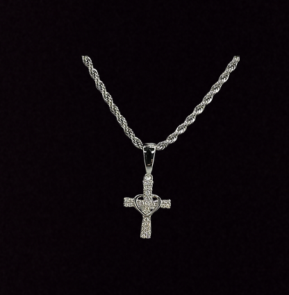 Micro Cross And Heart Pendant