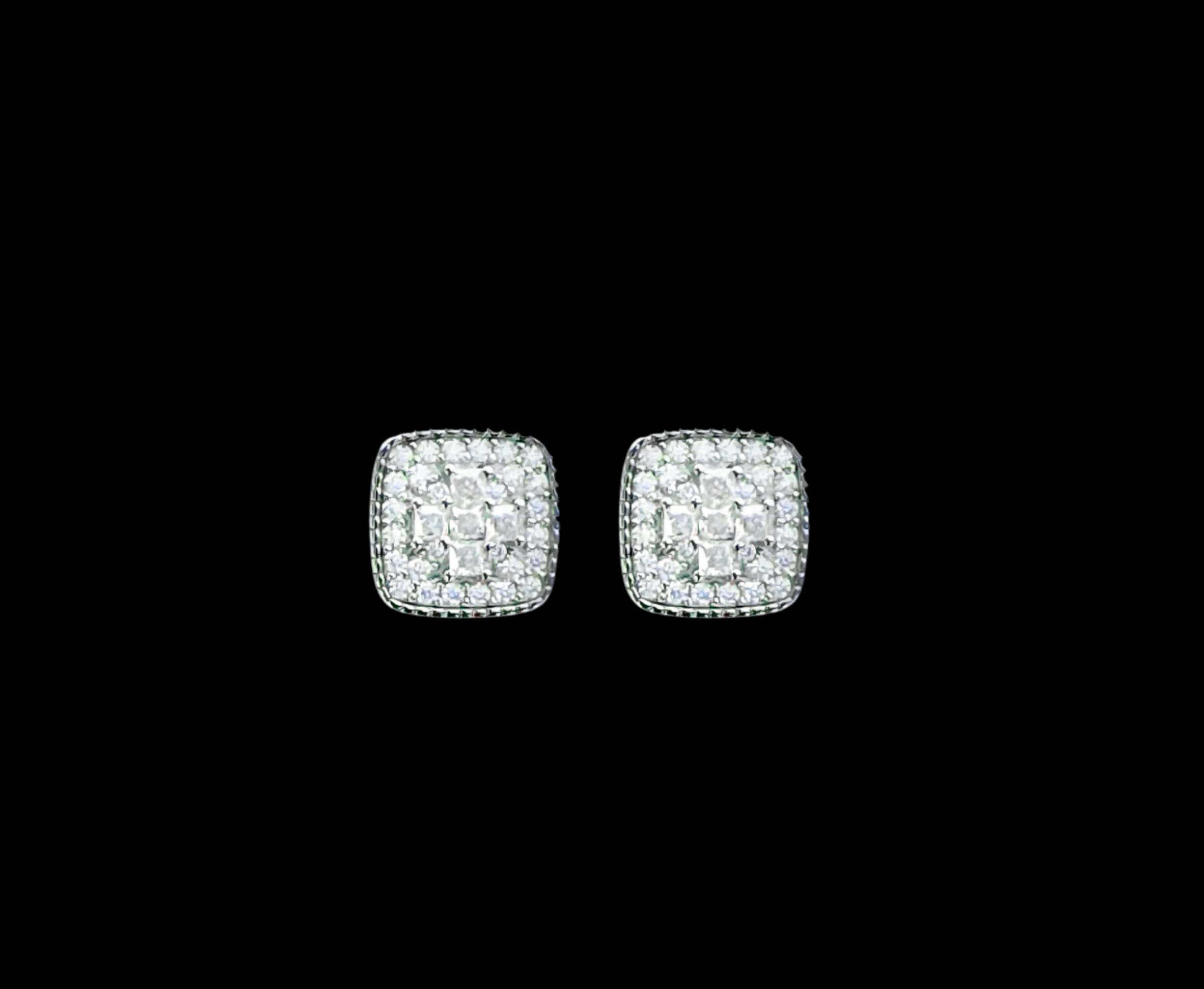 Moissanite and 925 Sterling Silver Square Earrings