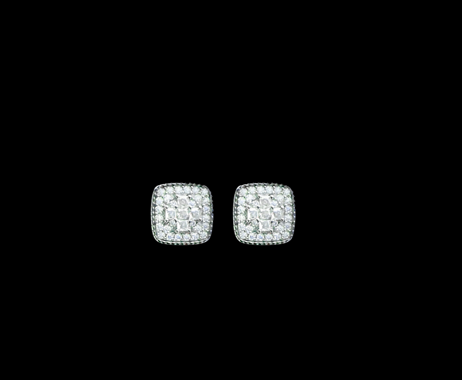 Moissanite and 925 Sterling Silver Square Earrings