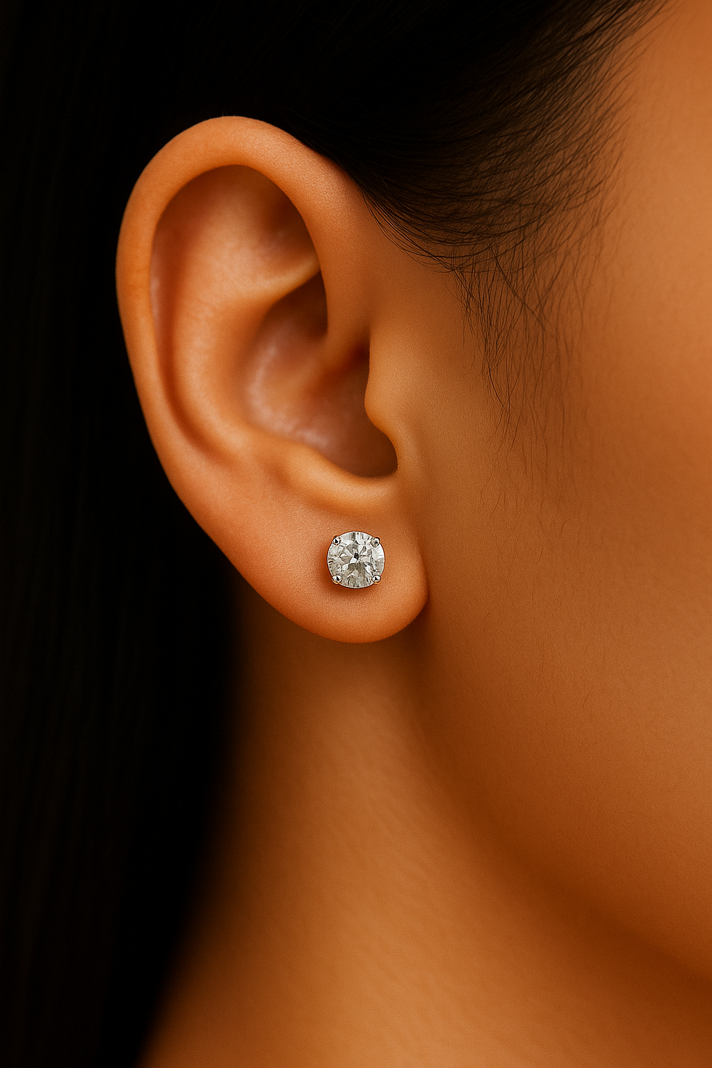 Moissanite in 18K White Gold Over Sterling Silver 6MM Brilliant Cut Solitaire Stud Earrings