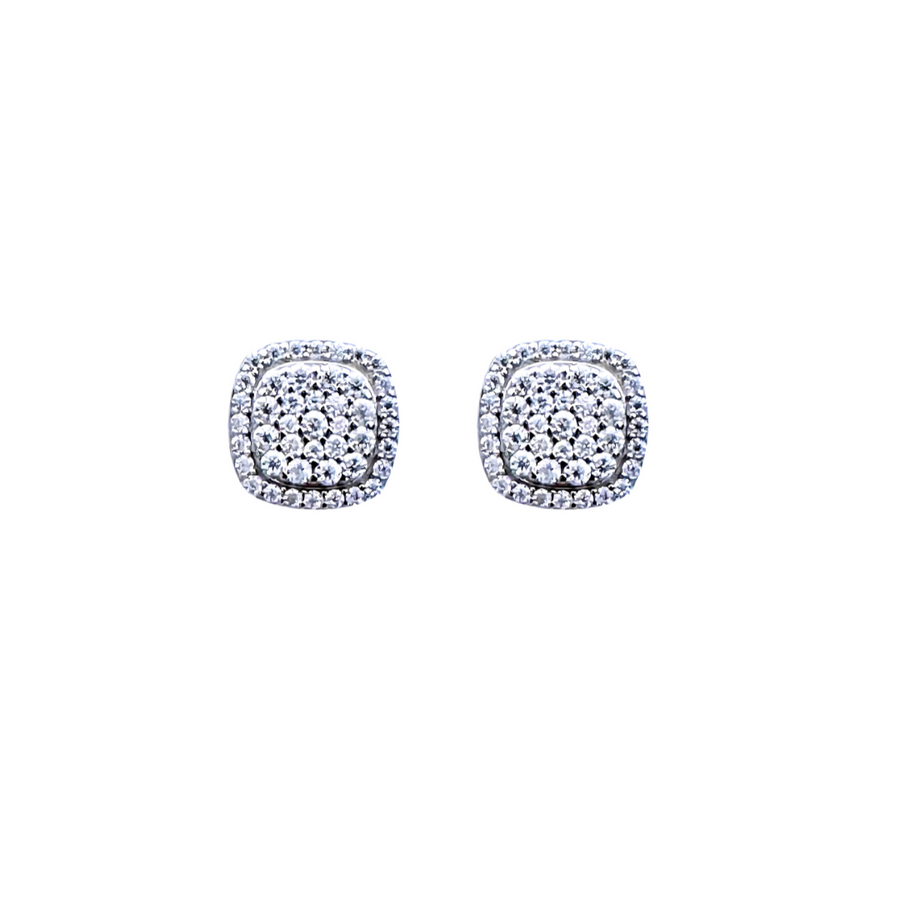 Moissanite and 925 Sterling Silver Square Stud Earrings